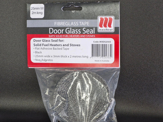 Packaged door glass seal with a label on a dark background